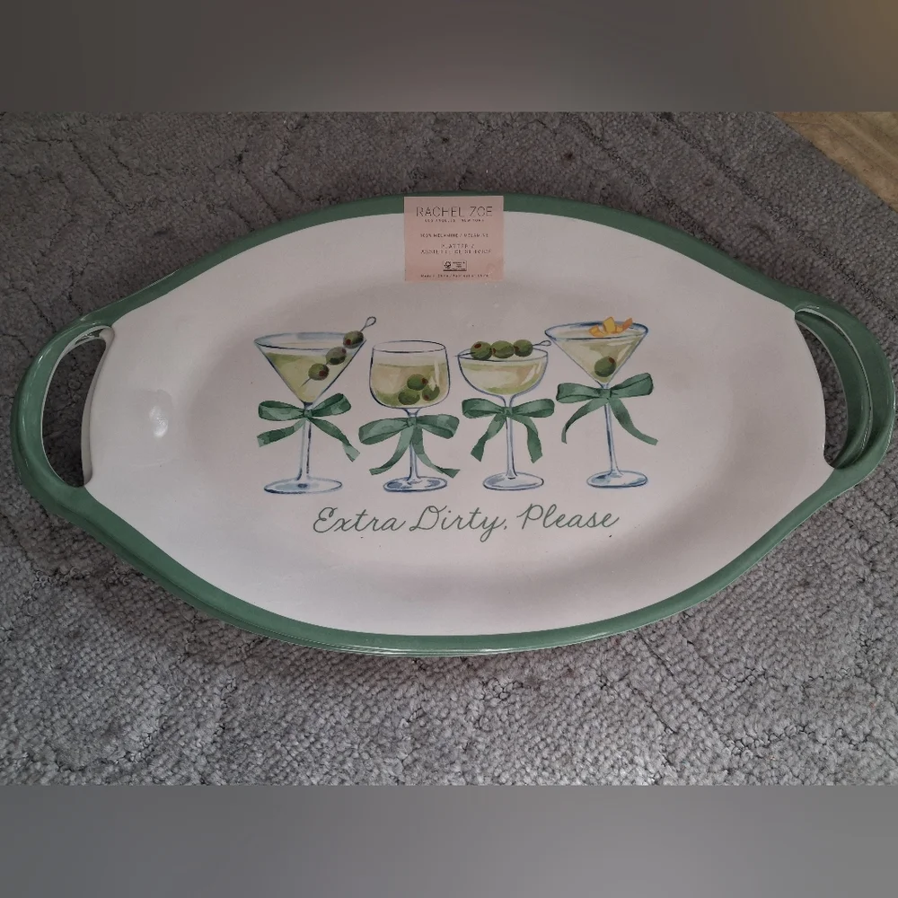Rachel Zoe Melamine Olive Martini Serving Platter Extra Dirty Please 19
